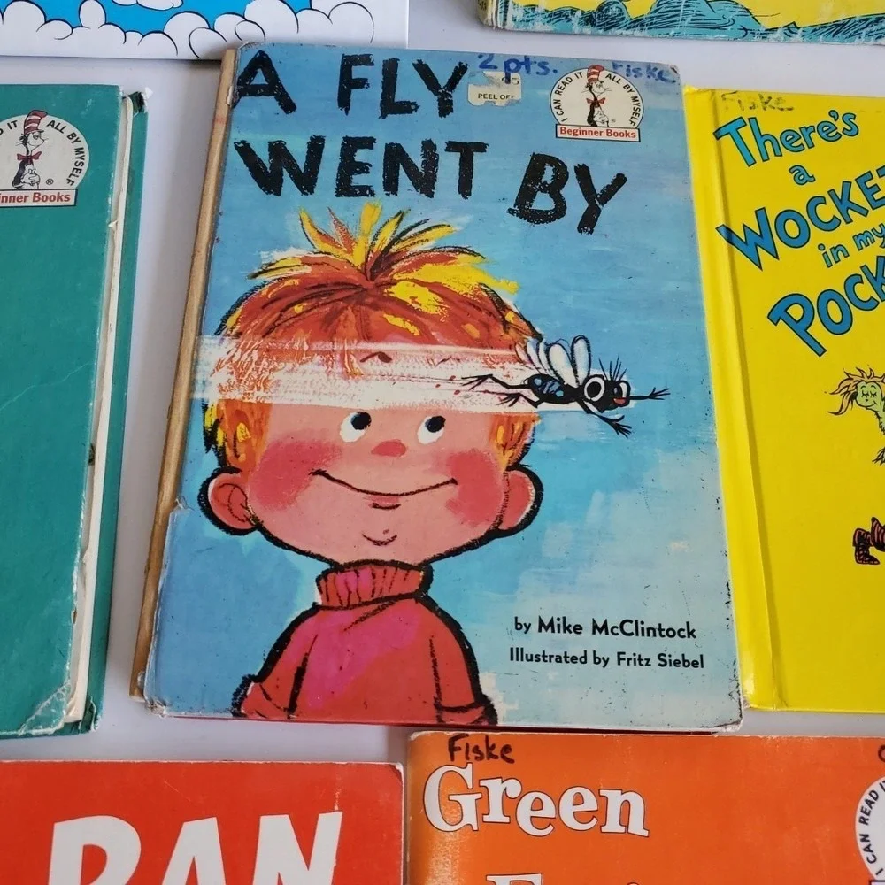 Lot of 10,Dr. Seuss Readers by Dr. Seuss HC/PB A Fly Went By Cat in the Hat‎ vtg